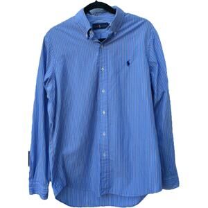 Polo Ralph Lauren Shirt Mens Medium Button Blue End Alt Multi Stripe Vintage
